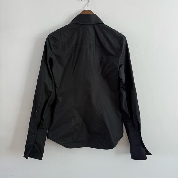 Sportmax | MaxMara Women’s Cotton Taranto Poplin Shirt Button Solid Black Blouse - Picture 4 of 11